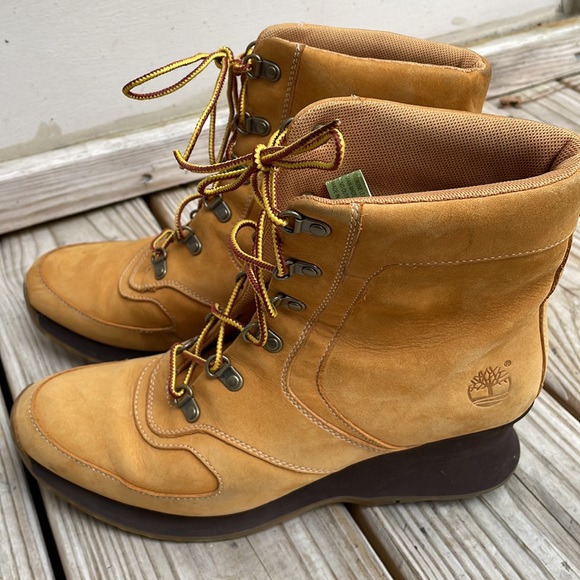 Timberland Women's Leather Waterproof Wedge Wheat Ankle Boots Size 9M - Picture 7 of 14